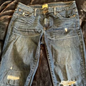 JCrew distressed toothpick jeans